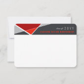 Modern Red Geometric Blocks Afstuderen dank u Aankondiging (Voorkant)