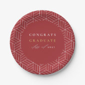 Modern Red Geometric Graduation Party Papieren Bordje (Voorkant)