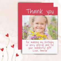 Modern Red Girl Foto Birthday Hartelijk dank