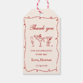 Modern Red Girls Night Dinner Party Cadeaulabel (Achterkant)