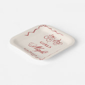 Modern Red Girls Night Dinner Party Papieren Bordje (Gebogen)