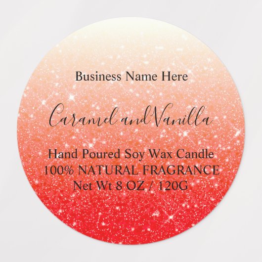 Modern Red Glitter Candles Labels (Design 2)