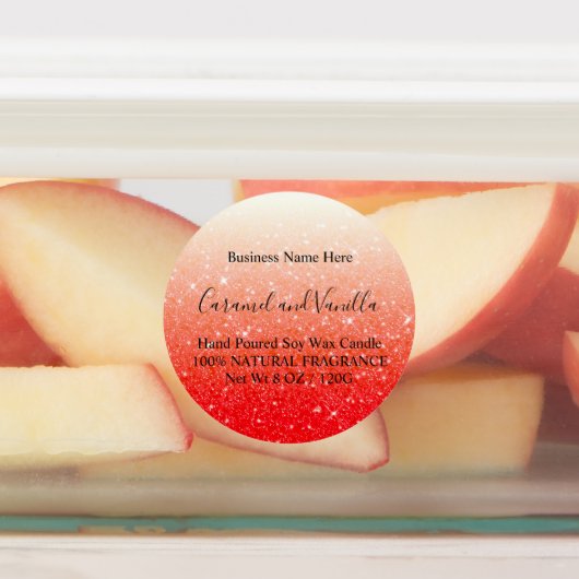 Modern Red Glitter Candles Labels (Aangebracht)