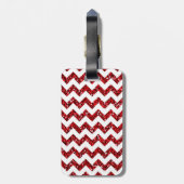 Modern Red Glitter Chevron Monogram Bagagelabel (Achterkant verticaal)