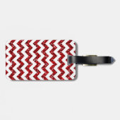 Modern Red Glitter Chevron Monogram Bagagelabel (Achterkant horizontaal)