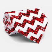 Modern Red Glitter Chevron Zig Za Mannen Stropdas (Opgerold)
