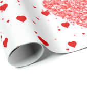 Modern Red Glitter Hearts Patroon Cadeaupapier (Rol Hoek)
