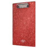 Modern Red Glitter Luxe Monogram Klembord (Links)