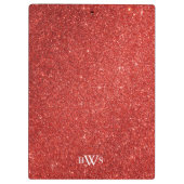 Modern Red Glitter Luxe Monogram Klembord (Achterkant)