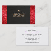 Modern Red Glitter Makeup Artist Visitekaartje (Voorkant / Achterkant)