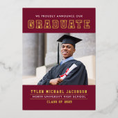 Modern Red Gold Afstuderen fotograaf Folie Uitnodiging (Voorkant)