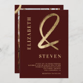 Modern red gold ampersand noemt foto bruiloft kaart (Voorkant / Achterkant)
