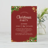 Modern Red & Gold Christmas Party Invite Kaart (Staand voorkant)