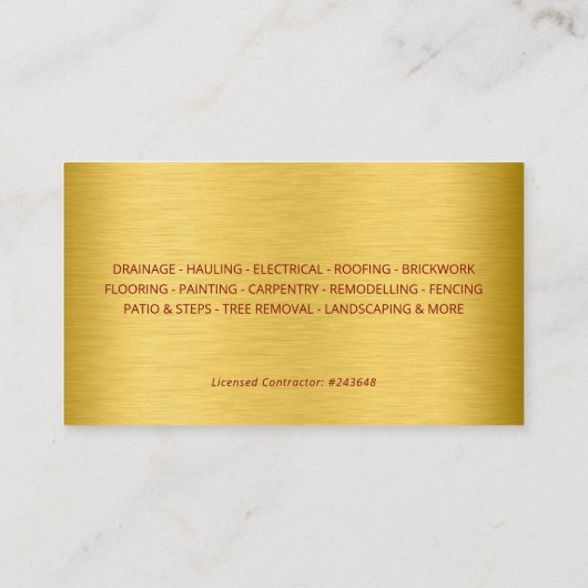 Modern Red Gold Construction Building Visitekaartje (Achterkant)