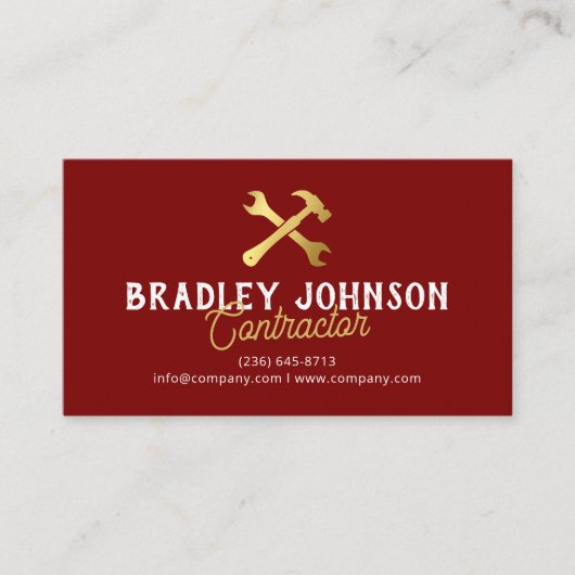 Modern Red Gold Construction Building Visitekaartje (Voorkant)
