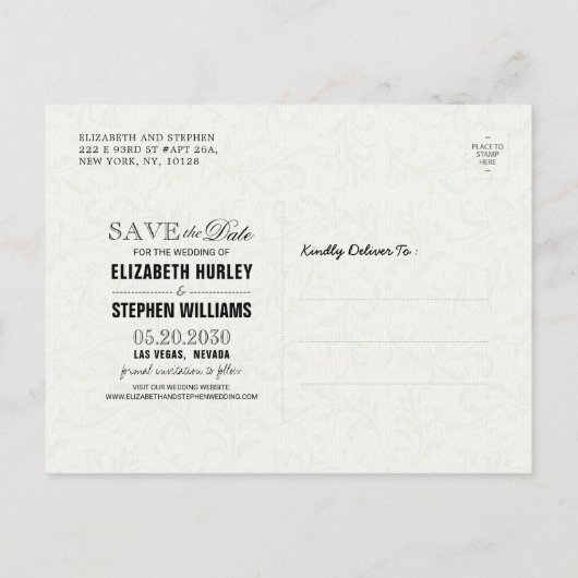 Modern Red Gold Floral Lijst Wedding Save the Date Aankondigingskaart (Achterkant)