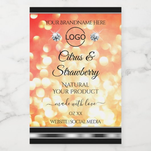 Modern Red Gold Glitter Product Labels juwelen Log Voedselcontainer Etiket (Enkel label)