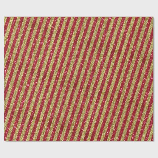 Modern Red Gold Glitter Stripes Patroon Cadeaupapier (Vlak)
