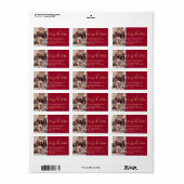 Modern Red Gold Photo Christmas Return Address Etiket (Full Sheet)