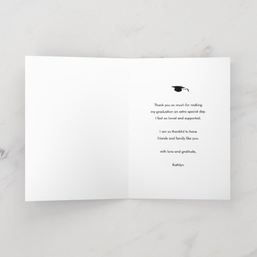 Modern Red Gold Script Afstuderen Hartelijk dank Folie Wenskaart (Binnenlaag)