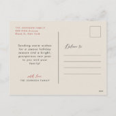 Modern Red & Gold Script Family Photo Christmas Feestdagenkaart (Achterkant)