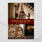 Modern Red Gold Script Prettige feestdagen foto (Voorkant)