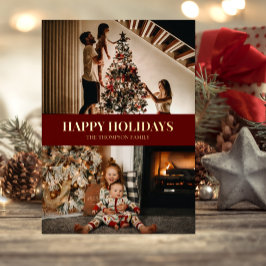 Modern Red Gold Script Prettige feestdagen foto