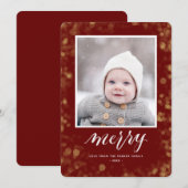 Modern Red Gold Snowflakes Bokeh minimalistische f Feestdagenkaart (Voorkant / Achterkant)