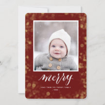 Modern Red Gold Snowflakes Bokeh minimalistische f
