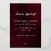 Modern Red Gold Snowflakes Business Folie Feestdagenkaart (Achterkant)