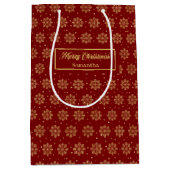 Modern Red Gold Snowflakes Christmas Gift Bag Medium Cadeauzakje (Voorkant)