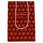 Modern Red Gold Snowflakes Christmas Gift Bag Medium Cadeauzakje (Achterkant)