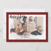 Modern Red Gold Snowflakes stijlvolle Script MERRY Feestdagenkaart (Voorkant)