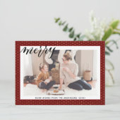 Modern Red Gold Snowflakes stijlvolle Script MERRY Feestdagenkaart (Staand voorkant)