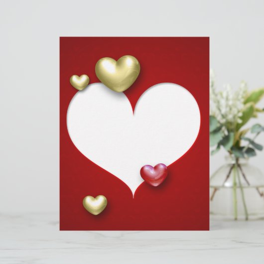 Modern Red Gold Valentijn Hearts (Staand voorkant)