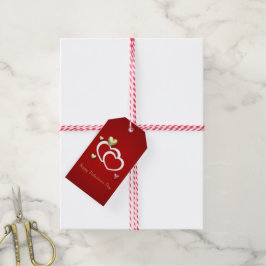 Modern Red Gold Valentijn Hearts Cadeaulabel