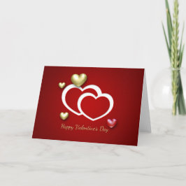 Modern Red Gold Valentijn Hearts Feestdagen Kaart