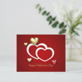Modern Red Gold Valentijn Hearts Holiday Briefkaar Feestdagenkaart (Staand voorkant)