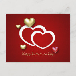 Modern Red Gold Valentijn Hearts Holiday Briefkaar Feestdagenkaart