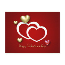 Modern Red Gold Valentijn Hearts Holiday Briefkaar