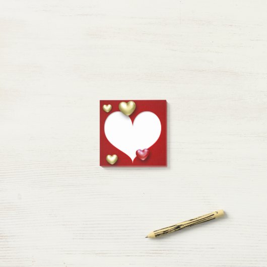 Modern Red Gold Valentijn Hearts Post-it® Notes (Op bureau)