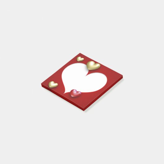Modern Red Gold Valentijn Hearts Post-it® Notes (Schuin)
