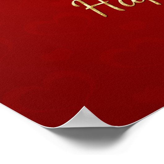 Modern Red Gold Valentijn Hearts Poster (Hoek)