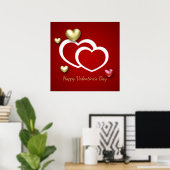 Modern Red Gold Valentijn Hearts Poster (Thuiskantoor)