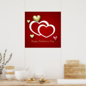 Modern Red Gold Valentijn Hearts Poster (Keuken)