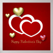 Modern Red Gold Valentijn Hearts Poster (Voorkant)