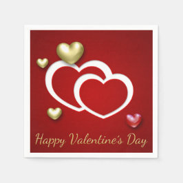 Modern Red Gold Valentijn Hearts Servetten