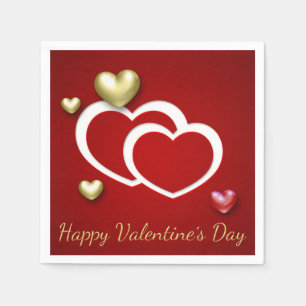 Modern Red Gold Valentijn Hearts Servetten