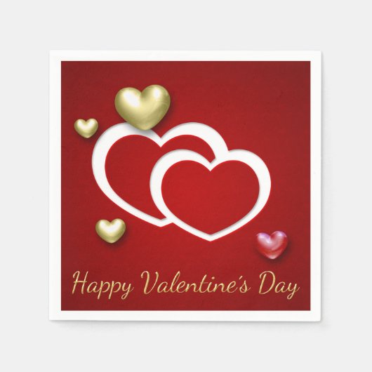 Modern Red Gold Valentijn Hearts Servetten (Voorkant)