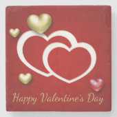 Modern Red Gold Valentijn Hearts Stenen Onderzetter (Voorkant)